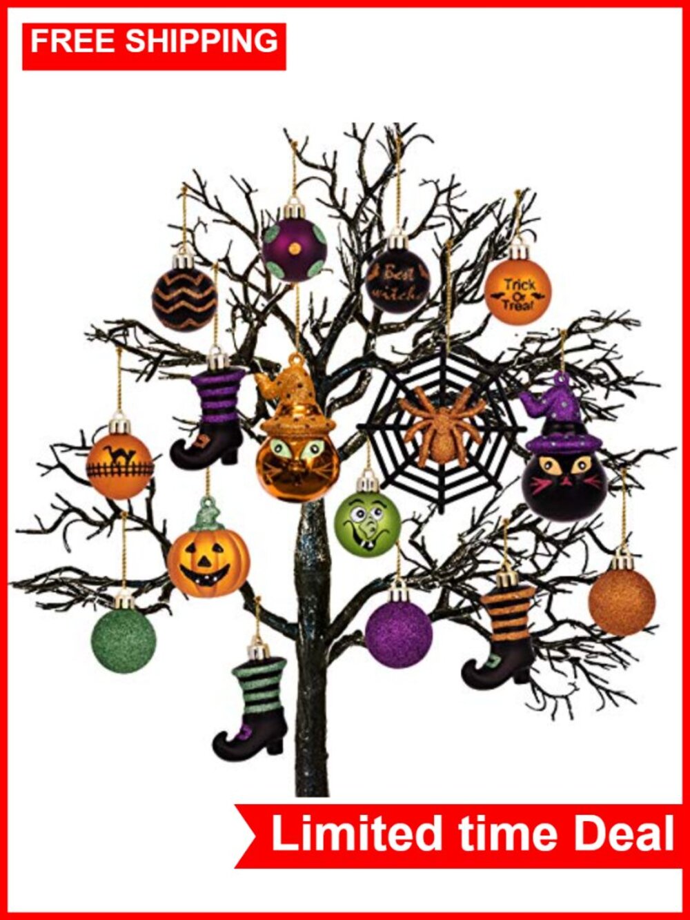 Shatterproof Halloween Ornament Set 24ct Plastic Hanging Decorations Tree